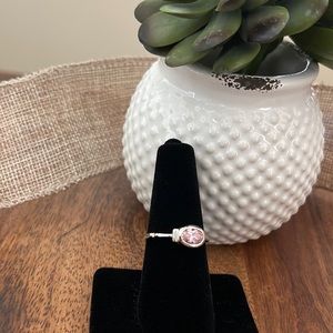 Pink CZ Sterling Silver Ring - Size 8